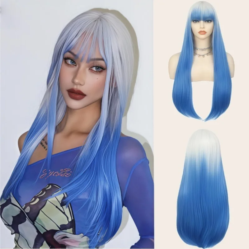 Fashion Blue Gradient Cosplay Wig Long Straight Hair with Bangs Halloween Wigs for Women
Fashion Blue Gradient Cosplay Wig Long Straight Hair with Bangs Halloween Wigs for Women