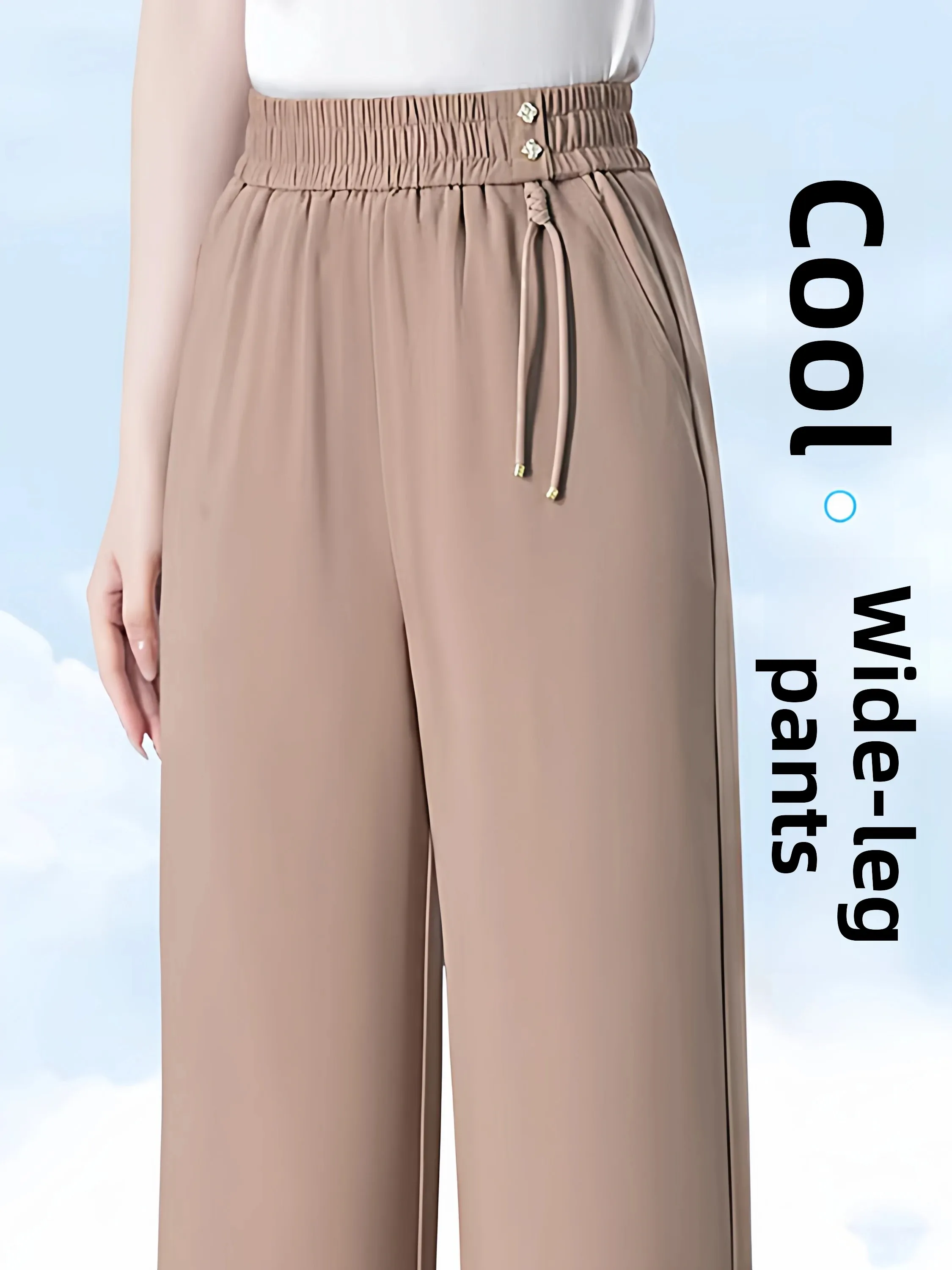 Summer Thin Wide Leg Pants Women's Drapey Straight Casual Trousers Loose Fit Mid-aged Mom Casual Wear Breathable Comfortable
Summer Thin Wide Leg Pants Women's Drapey Straight Casual Trousers Loose Fit Mid-aged Mom Casual Wear Breathable Comfortable