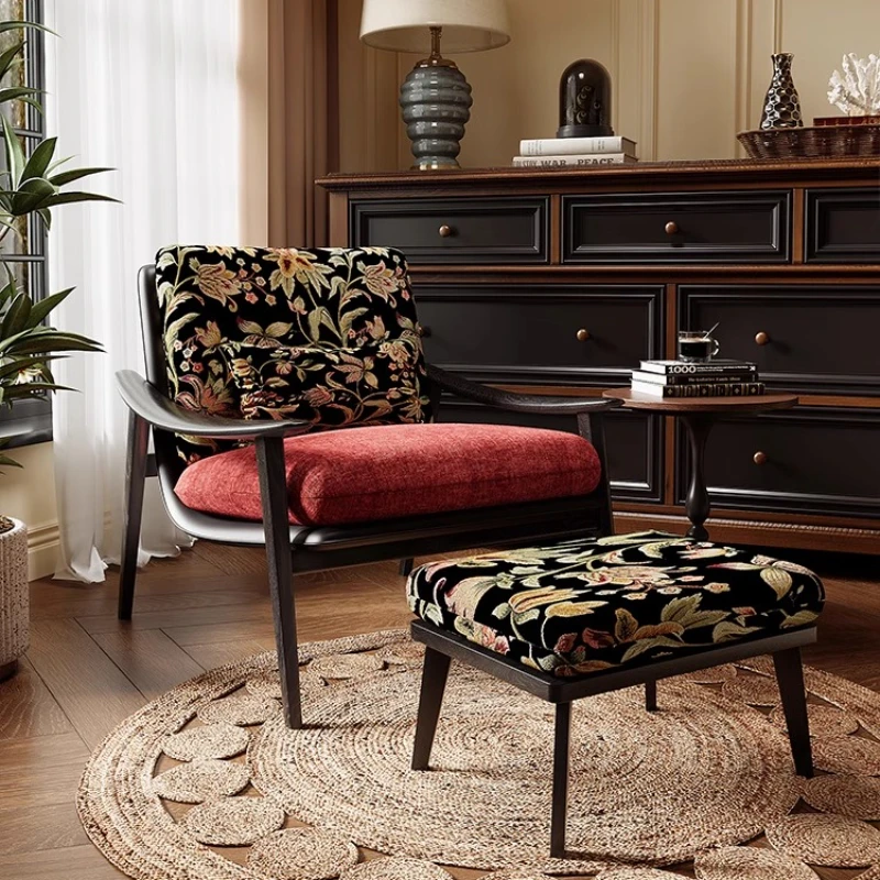 Removable and washable armrest backrest retro style single sofa chair living room balcony French solid wood
Removable and washable armrest backrest retro style single sofa chair living room balcony French solid wood