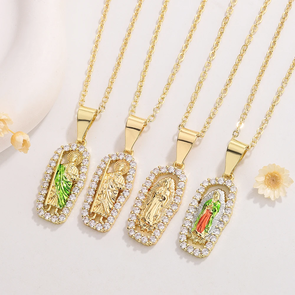 Ruixi Fashion New Virgin Mary St. Jude Religious Zircon Color Personality Necklace Pendant Suitable for Ladies Party Gifts
Ruixi Fashion New Virgin Mary St. Jude Religious Zircon Color Personality Necklace Pendant Suitable for Ladies Party Gifts