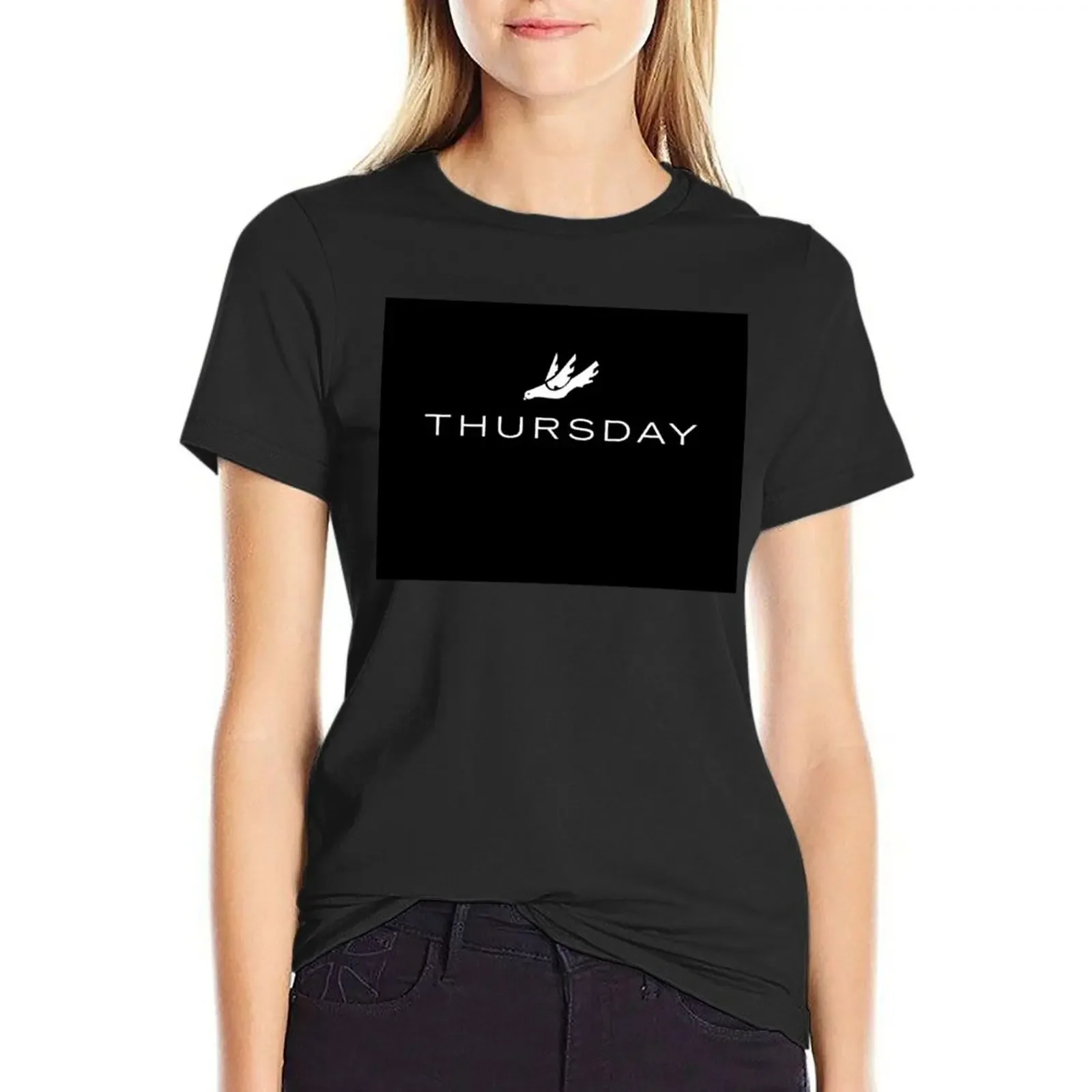 Thursday Band Logo (Black Background) T-Shirt oversized funnys anime clothes summer clothes t-shirt dress for Women long
Thursday Band Logo (Black Background) T-Shirt oversized funnys anime clothes summer clothes t-shirt dress for Women long