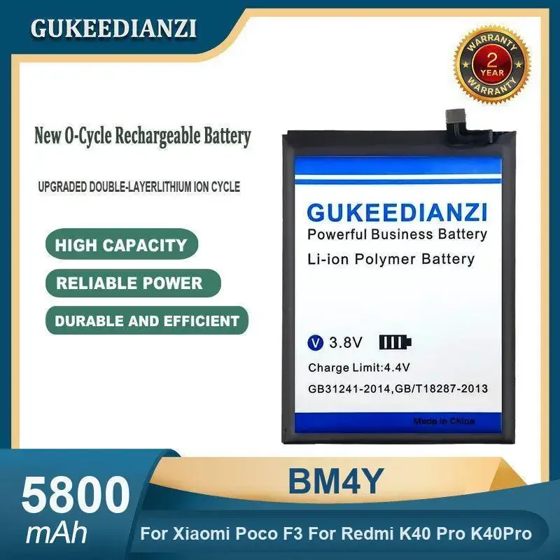 High Capacity 5800mAh BM4Y Mobile Phone Battery For Xiaomi Poco F3 For Redmi K40 Pro K40Pro
High Capacity 5800mAh BM4Y Mobile Phone Battery For Xiaomi Poco F3 For Redmi K40 Pro K40Pro