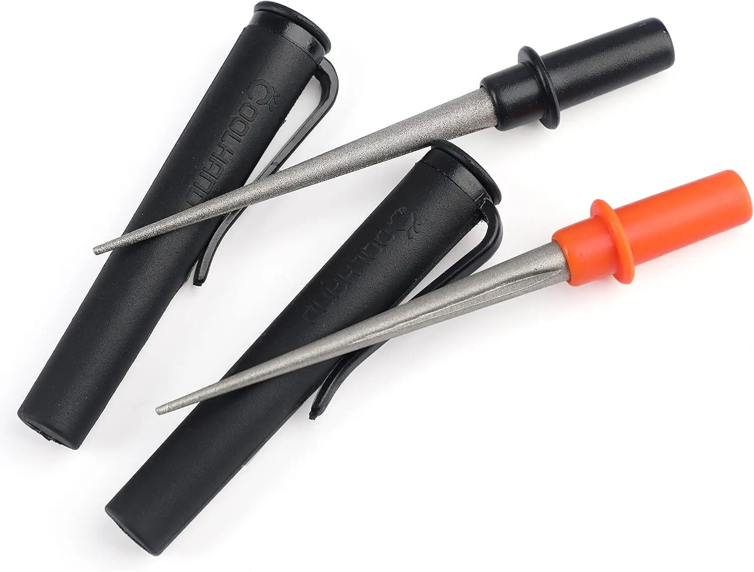 4.5" Tapered Diamond Knife Sharpener Rod, 320/600 Grit, 2-Pack, Serrated & Hook Sharpener, Portable
4.5" Tapered Diamond Knife Sharpener Rod, 320/600 Grit, 2-Pack, Serrated & Hook Sharpener, Portable
