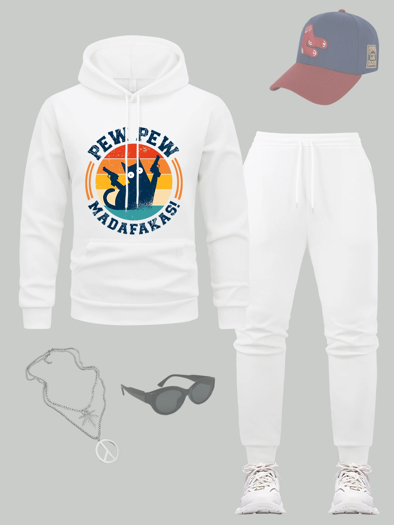 Madafakas Double Gun Cat Print Men Hoodie Set Fashion Warm Tracksuit Casual Loose Jogging Suit Fleece Autumn Men'S Clothing
Madafakas Double Gun Cat Print Men Hoodie Set Fashion Warm Tracksuit Casual Loose Jogging Suit Fleece Autumn Men'S Clothing