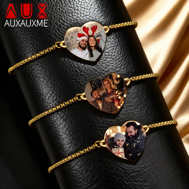 Auxauxme Custom Color Photo Name Heart Bracelet Stainless Steel Personalized Engraved Text Picture Jewelry Bracelet Cute Gift 
Auxauxme Custom Color Photo Name Heart Bracelet Stainless Steel Personalized Engraved Text Picture Jewelry Bracelet Cute Gift