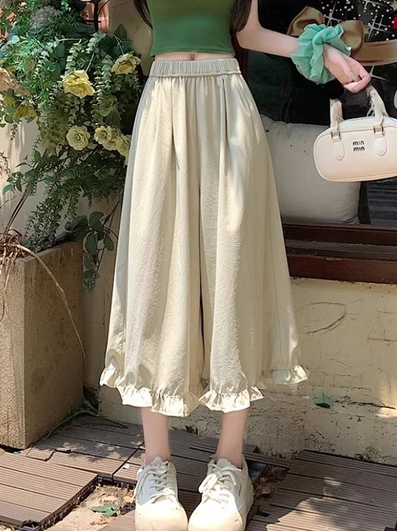 High Waist Wide Leg Seven-Foot Pants Women's Summer Thin New Sle Casual Loose Small Size Skirt Pants Ear-Molded
High Waist Wide Leg Seven-Foot Pants Women's Summer Thin New Sle Casual Loose Small Size Skirt Pants Ear-Molded