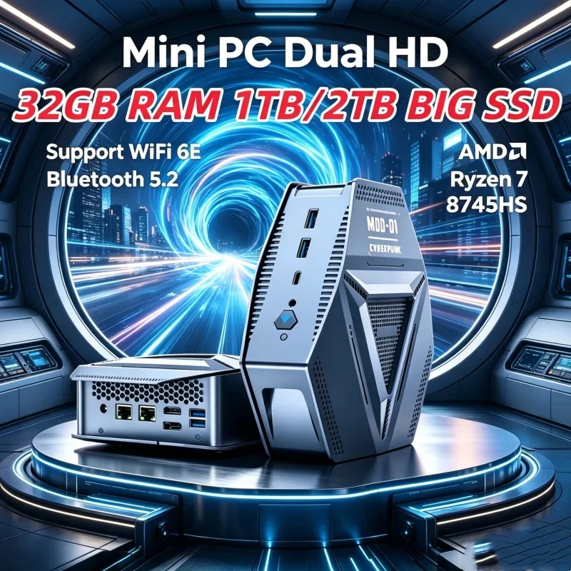 Rutilant Gaming Mini PC Intel Core AMD Ryzen 7 8745HS WIFI6 Type-C HD DP 2DDR5 Desktop Office/Home PC 4USB3.2 2*2.5G LAN
Rutilant Gaming Mini PC Intel Core AMD Ryzen 7 8745HS WIFI6 Type-C HD DP 2DDR5 Desktop Office/Home PC 4USB3.2 2*2.5G LAN