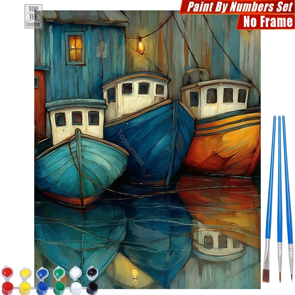Colorful fishing boats Digital Oil Paint Kit - Wooden houses reflections Creative Family Fun Mother'S Day Gift For Grandma
Colorful fishing boats Digital Oil Paint Kit - Wooden houses reflections Creative Family Fun Mother'S Day Gift For Grandma