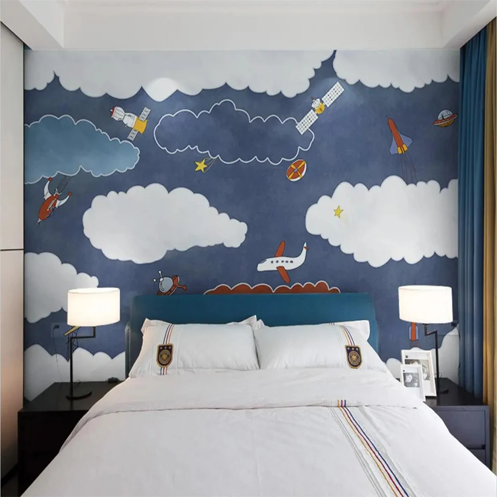 Custom Nordic cartoon spaceship photo mural wallpaper for children's room living room wallpapers background wall paper Stickers
Custom Nordic cartoon spaceship photo mural wallpaper for children's room living room wallpapers background wall paper Stickers