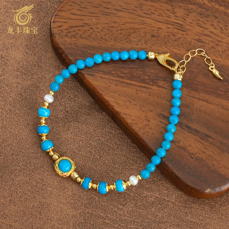 S925 Silver Plated 18k Gold Natural Turquoise Pearl New Style Bracelet
S925 Silver Plated 18k Gold Natural Turquoise Pearl New Style Bracelet