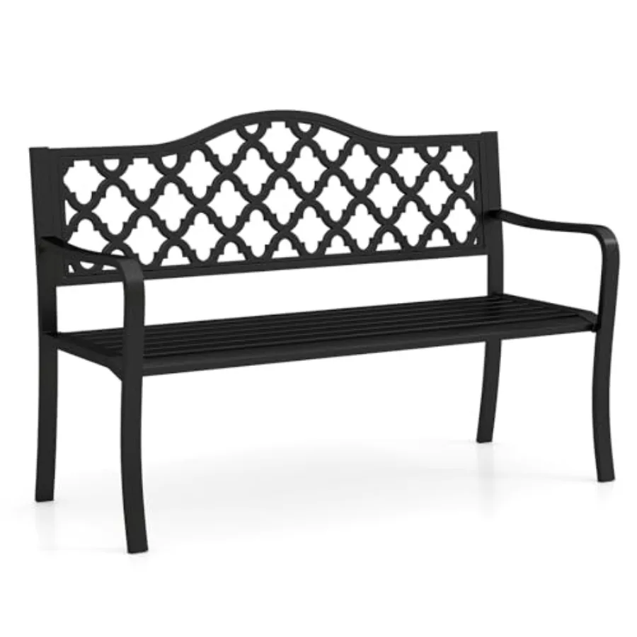 50.5 Metal Outdoor Park Bench Slatted Patio Garden Bench for 2-3 People Park-Style Loveseat with Curved Armrests Heavy-Duty Out
50.5 Metal Outdoor Park Bench Slatted Patio Garden Bench for 2-3 People Park-Style Loveseat with Curved Armrests Heavy-Duty Out