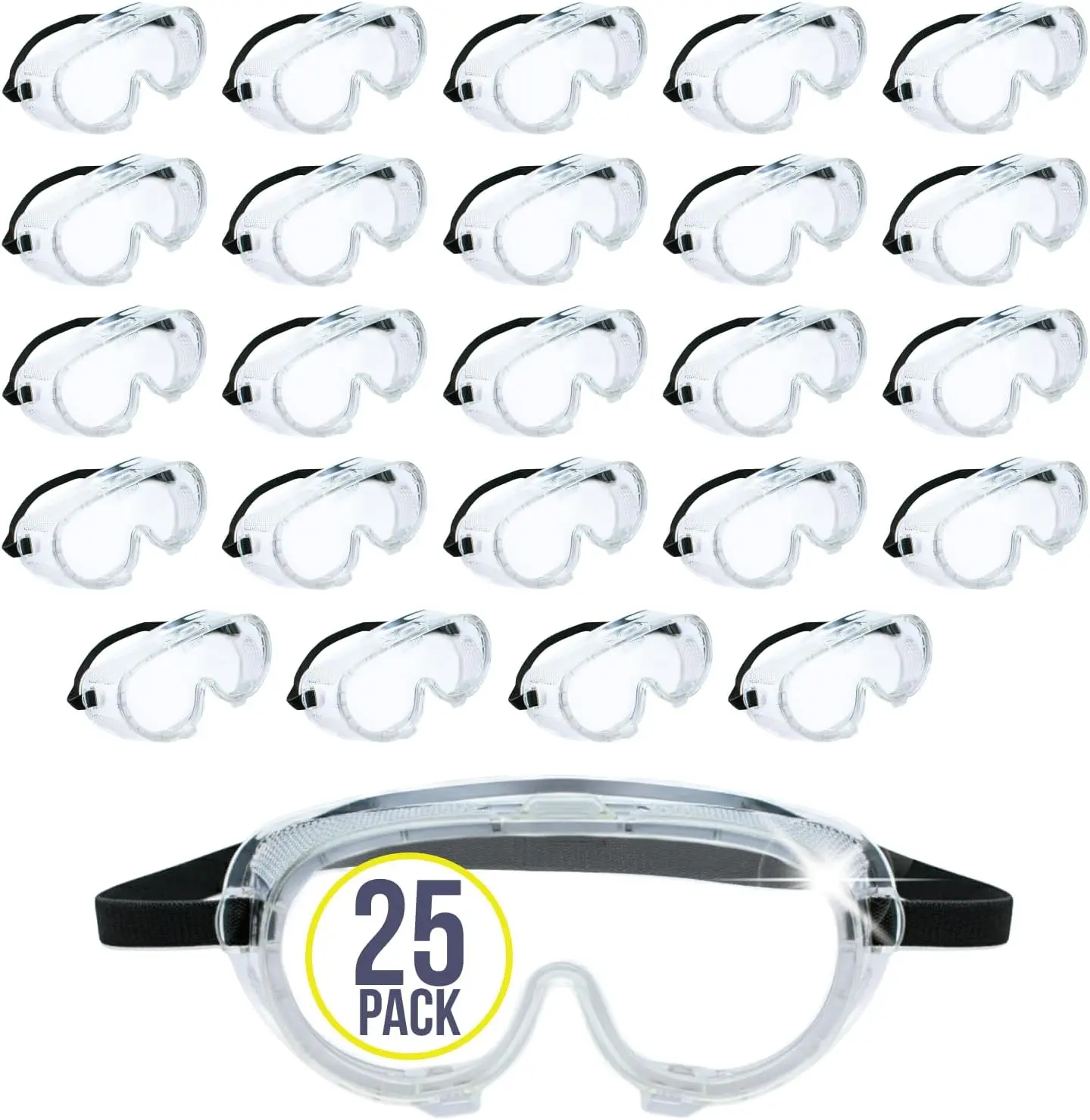 Anti-Fog Safety Goggles - Splash-Resistant Eye Protection for Chemical & Dust - Comfort-Fit Pack of 25
Anti-Fog Safety Goggles - Splash-Resistant Eye Protection for Chemical & Dust - Comfort-Fit Pack of 25