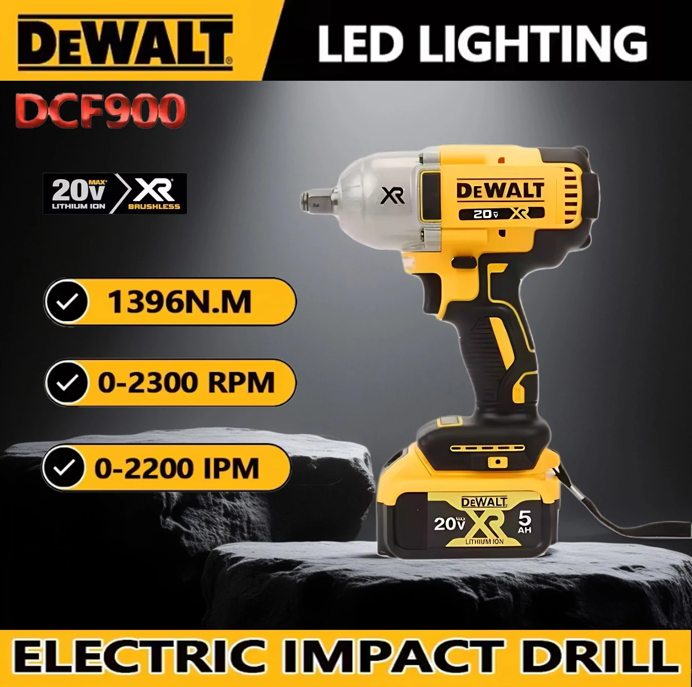 DEWALT DCF900 kit 1/2 inch impact wrench, DEWALT 20V battery charger, inch brushless cordless high torque power tool
DEWALT DCF900 kit 1/2 inch impact wrench, DEWALT 20V battery charger, inch brushless cordless high torque power tool