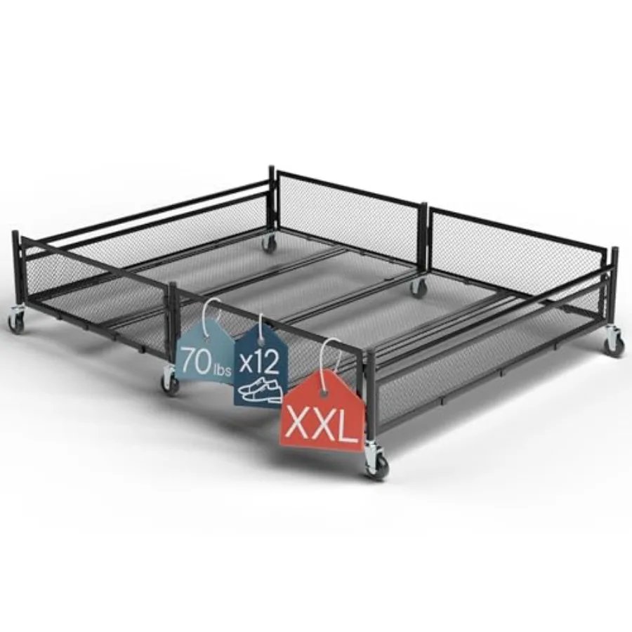Under Bed Storage with Wheels XXL 65L Metal Frame Rolling Bin and Shoe Organizer Large Container 31.5"x23.6" Ideal for Toys Bed
Under Bed Storage with Wheels XXL 65L Metal Frame Rolling Bin and Shoe Organizer Large Container 31.5"x23.6" Ideal for Toys Bed