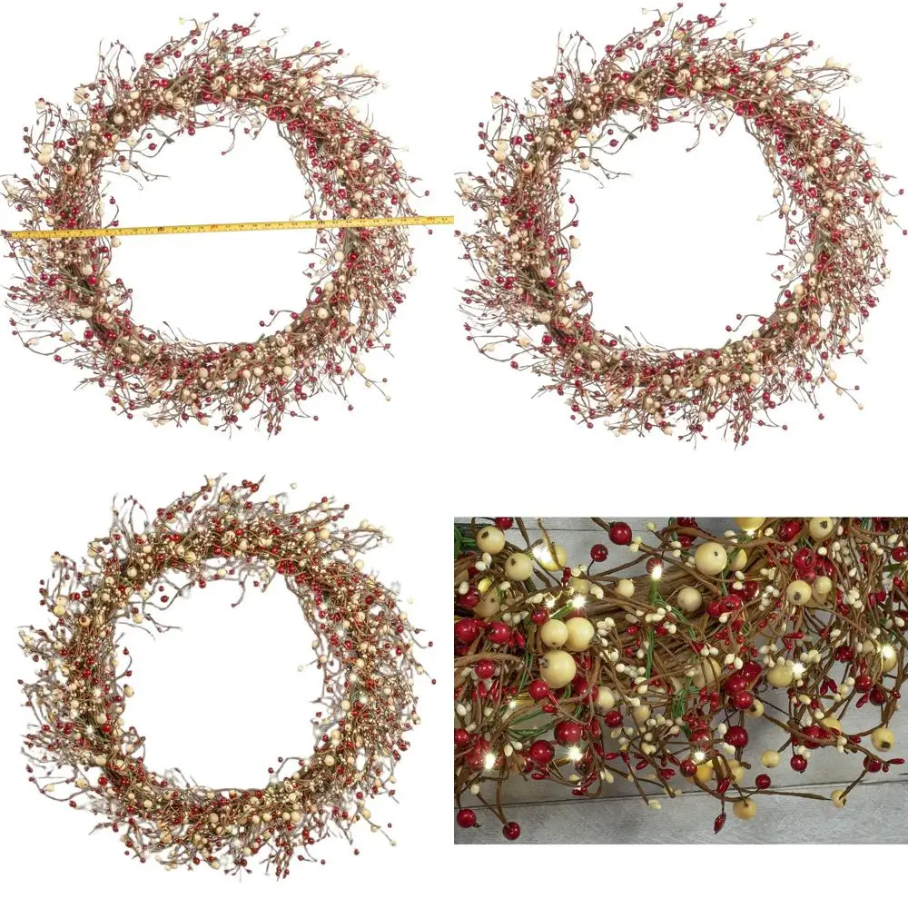 30-летний рождественский венок на батарейках с красными и кремовыми ягодами, светодиодной подсветкой и таймером.
30-летний рождественский венок на батарейках с красными и кремовыми ягодами, светодиодной подсветкой и таймером.