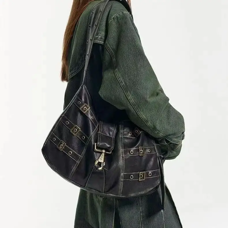 Сумка-тоут в стиле ретро в стиле хэви-метал в стиле панк, женская потертая кожаная сумка на плечо большой вместимости, женская повседневная сумка в стиле Харадзюку 2025
Сумка-тоут в стиле ретро в стиле хэви-метал в стиле панк, женская потертая кожаная сумка на плечо большой вместимости, женская повседневная сумка в стиле Харадзюку 2025