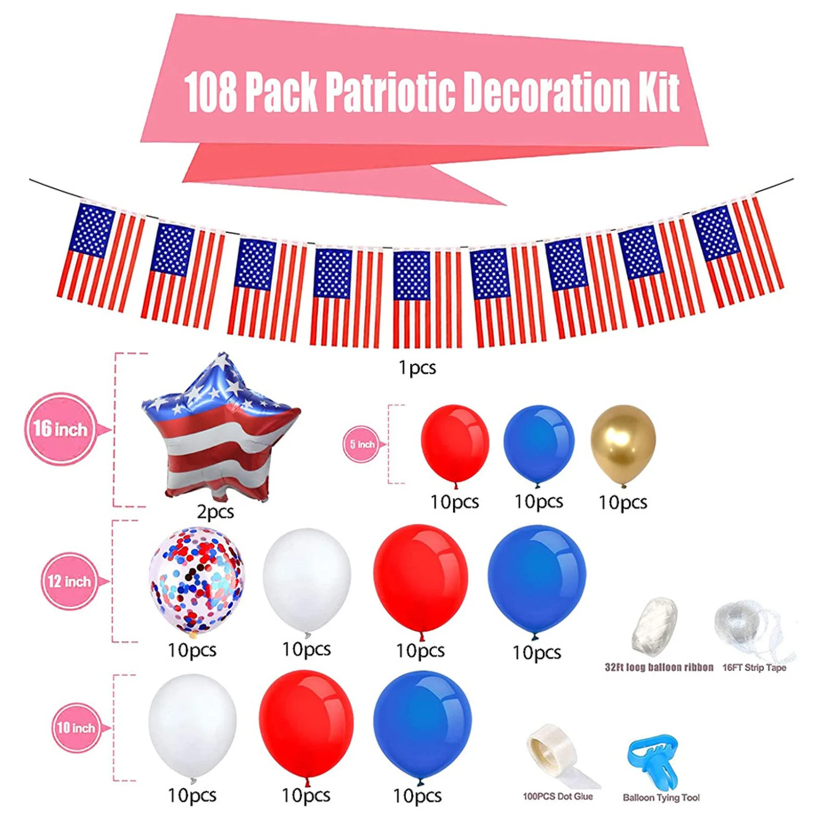 Набор воздушных шаров ко Дню независимости Америки для украшения вечеринок
Набор воздушных шаров ко Дню независимости Америки для украшения вечеринок