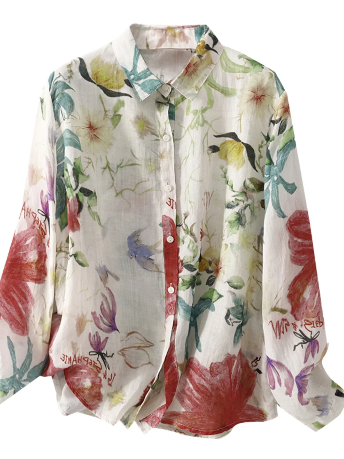 Watercolor Floral Print Women's Shirt Linen Material Long Sleeve Loose Fit Button up Casual Style Autumn Top Pink Color
Watercolor Floral Print Women's Shirt Linen Material Long Sleeve Loose Fit Button up Casual Style Autumn Top Pink Color