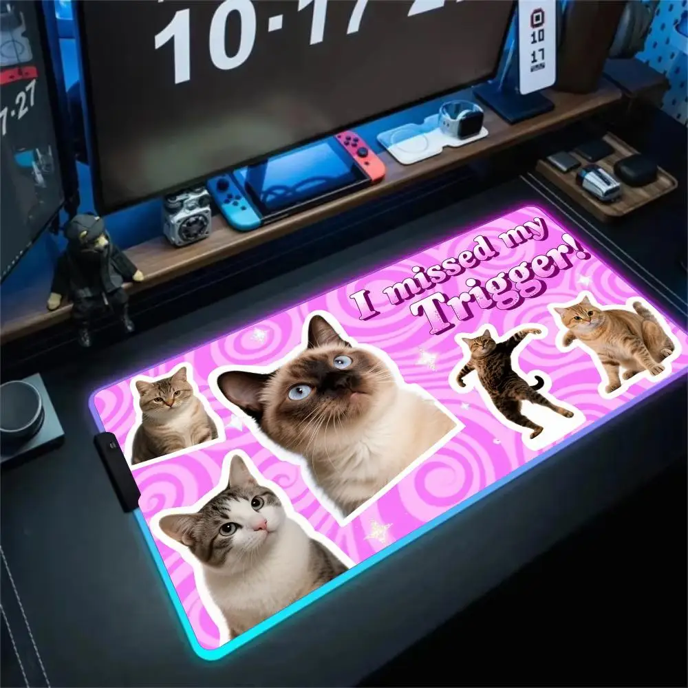 Коврик для мыши RGB, забавный кот, наклейка, светодиодный светящийся игровой коврик, резиновый противоскользящий настольный коврик, аксессуары для ПК, игровая клавиатура, коврик для мыши
Коврик для мыши RGB, забавный кот, наклейка, светодиодный светящийся игровой коврик, резиновый противоскользящий настольный коврик, аксессуары для ПК, игровая клавиатура, коврик для мыши