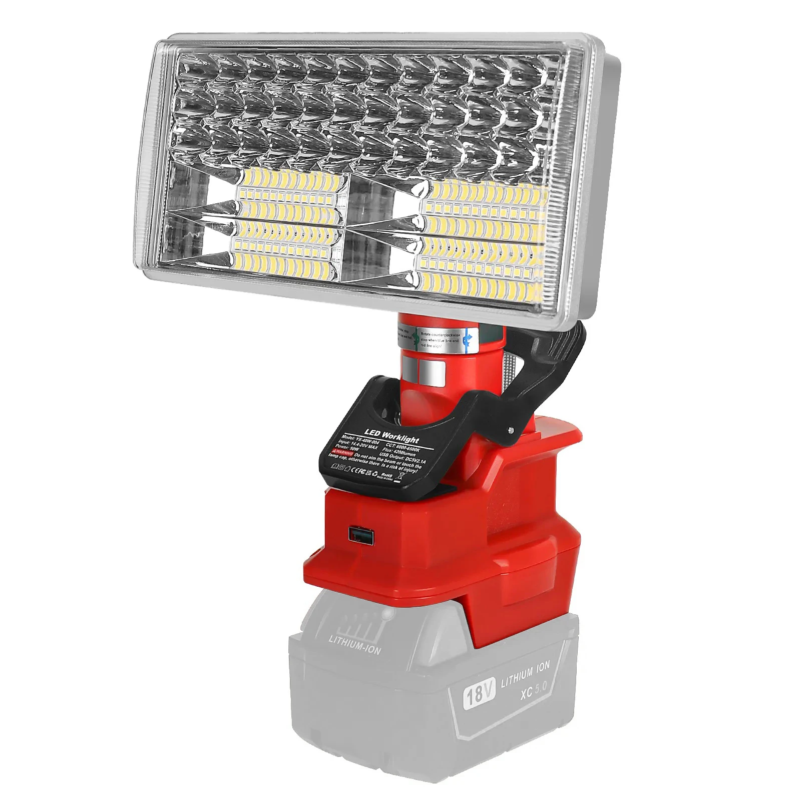 40W 4200LM LED Work Light for Milwaukee 18V Li-ion Battery Rechargeable Lamps with Clip Vertical Lamp Outdoor Flashlight
40W 4200LM LED Work Light for Milwaukee 18V Li-ion Battery Rechargeable Lamps with Clip Vertical Lamp Outdoor Flashlight
