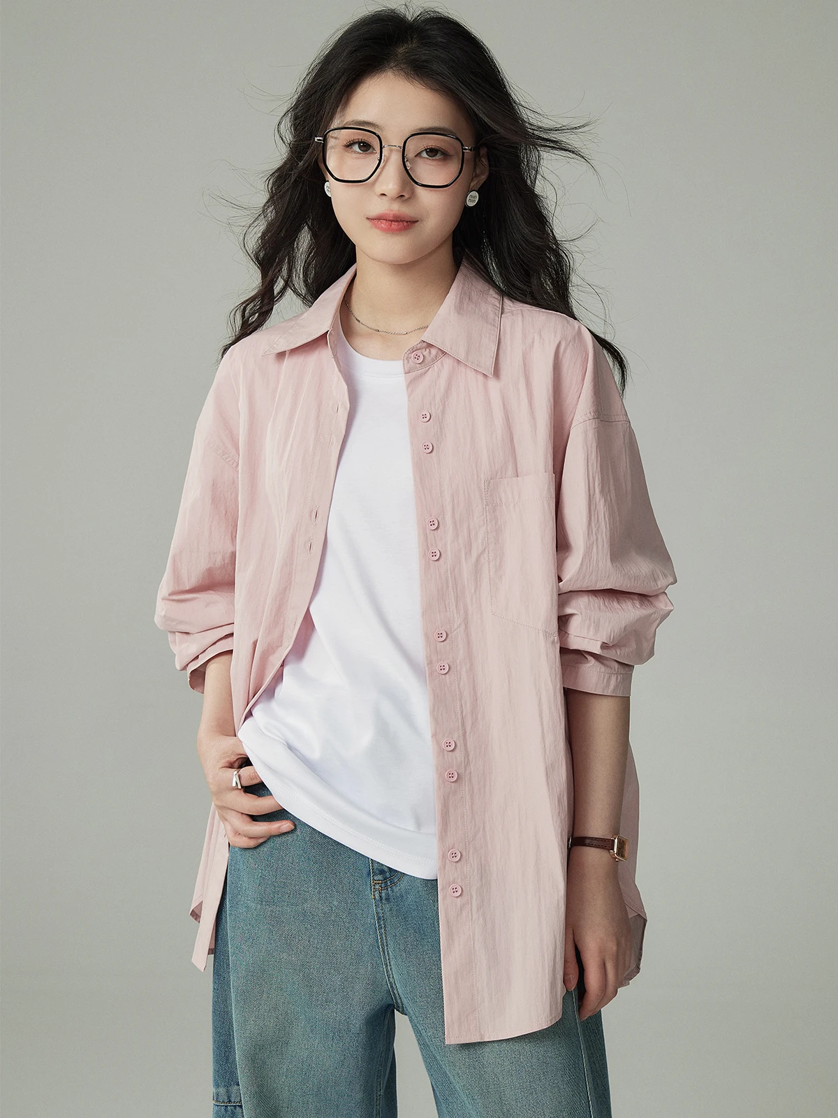 Yake Home Pink Layered Spring Summer Simple Women's Shirt Lazy Versatile Texture Shape Pure Color Shirt Jacket Women
Yake Home Pink Layered Spring Summer Simple Women's Shirt Lazy Versatile Texture Shape Pure Color Shirt Jacket Women