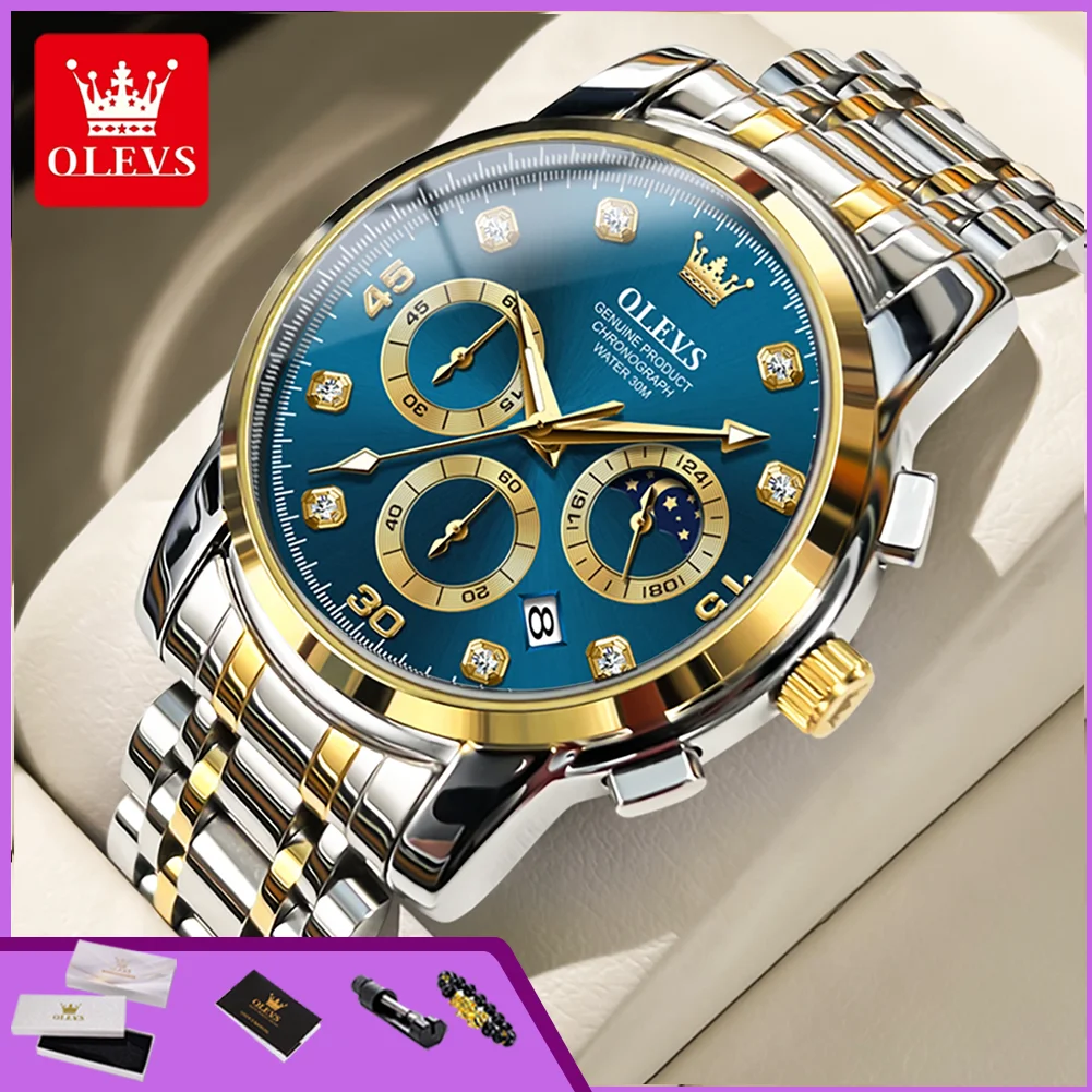 OLEVS 2889 Business Man Quartz Watch Multifunction Chronograph Luminous Date Display Moon Phase Luxury Wristwatch for Men
OLEVS 2889 Business Man Quartz Watch Multifunction Chronograph Luminous Date Display Moon Phase Luxury Wristwatch for Men