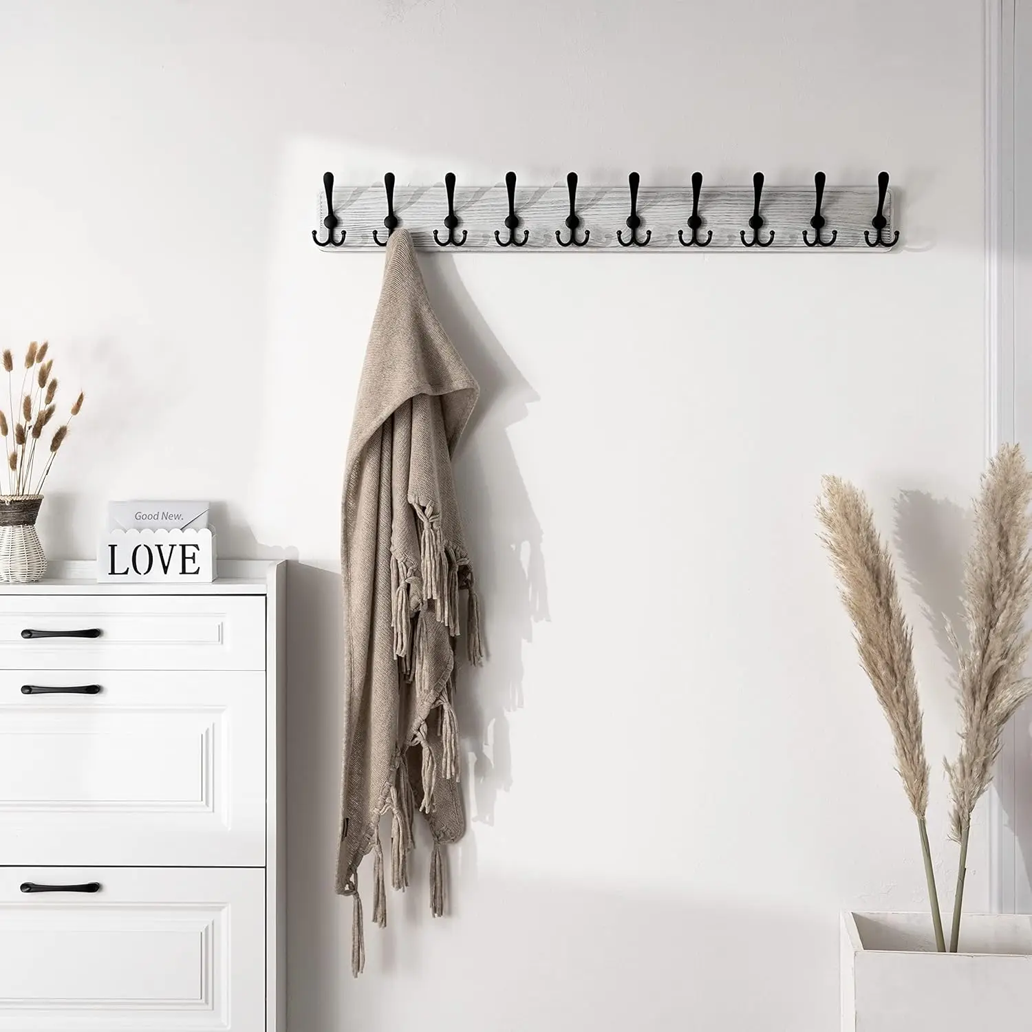 Coat Rack Wall Mounted - 38.3'' Long, Wooden, Heavy Duty, Rustic Coat Hooks for Wall, Wall Coat Rack with 10 Triple Hook
Coat Rack Wall Mounted - 38.3'' Long, Wooden, Heavy Duty, Rustic Coat Hooks for Wall, Wall Coat Rack with 10 Triple Hook
