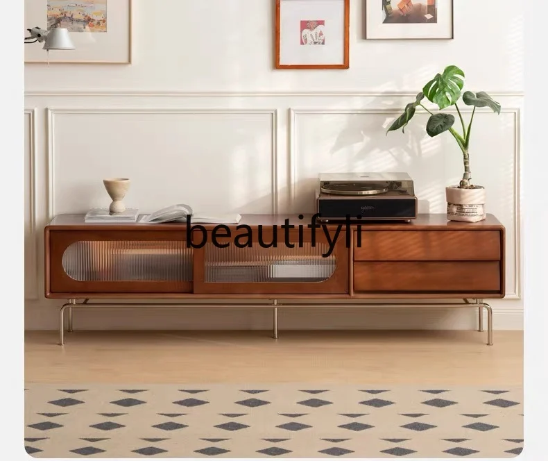 French retro TV, solid wood sliding door floor cabinet storage, living room, display, TV wall cabinet
French retro TV, solid wood sliding door floor cabinet storage, living room, display, TV wall cabinet