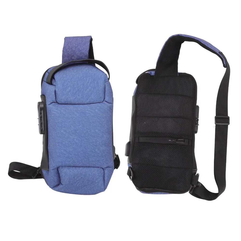 Combination Lock Sling Bag USB Charging Port Oxford Cloth Anti Theft Bag Blue Color Anti Scratch Crossbody Bag Sports Use
Combination Lock Sling Bag USB Charging Port Oxford Cloth Anti Theft Bag Blue Color Anti Scratch Crossbody Bag Sports Use