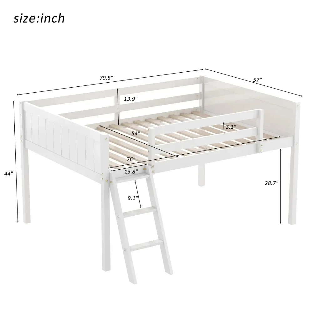 Wood Full Size Loft Bed, Low Profile Bed with Ladder for Kids, Modern Children Beds
Wood Full Size Loft Bed, Low Profile Bed with Ladder for Kids, Modern Children Beds