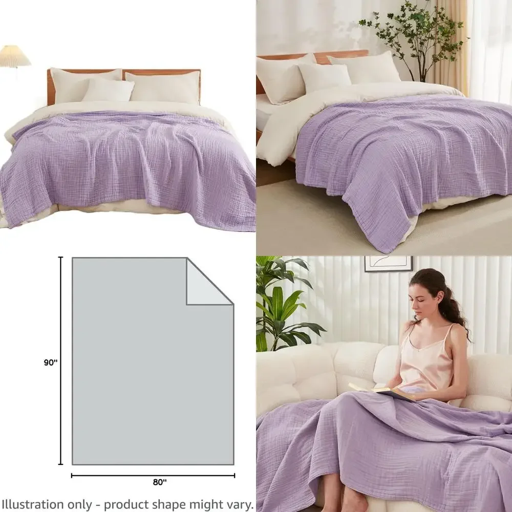 Одеяло из хлопкового муслина размера Queen - 90x90 см, мягкое, легкое, дышащее, всесезонное, лавандовое
Одеяло из хлопкового муслина размера Queen - 90x90 см, мягкое, легкое, дышащее, всесезонное, лавандовое