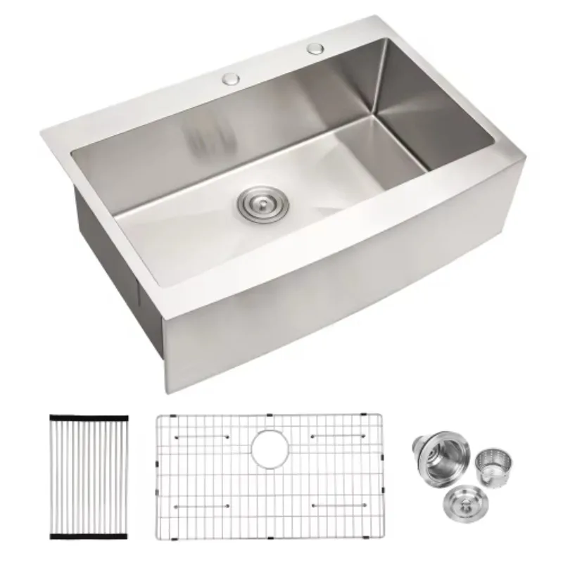 ATV Modern Stainless Steel Farmhouse Sink 32x22 Inch, Single Bowl With Drainboard Apron Front Large Deep Kitchen Sink
ATV Modern Stainless Steel Farmhouse Sink 32x22 Inch, Single Bowl With Drainboard Apron Front Large Deep Kitchen Sink