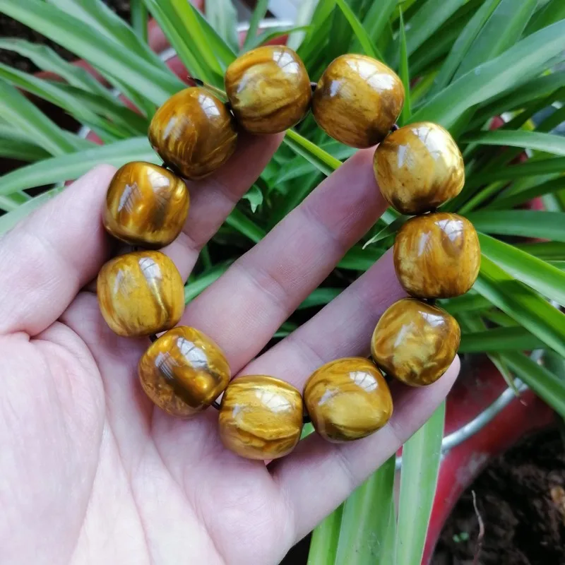 Retro Oval Barrel Beaded Bracelet Golden Yellow Swirl Pattern Polished Stone Beads Oriental Unisex Daily Wrist Accessory
Retro Oval Barrel Beaded Bracelet Golden Yellow Swirl Pattern Polished Stone Beads Oriental Unisex Daily Wrist Accessory