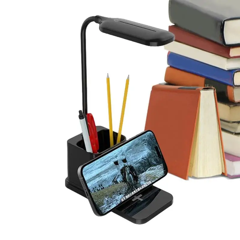 Study Lamps For Desk Table Light With Wireless Charging Stand Eye-Caring Lighting Adjustable Brightness Pen Holder Desktop
Study Lamps For Desk Table Light With Wireless Charging Stand Eye-Caring Lighting Adjustable Brightness Pen Holder Desktop