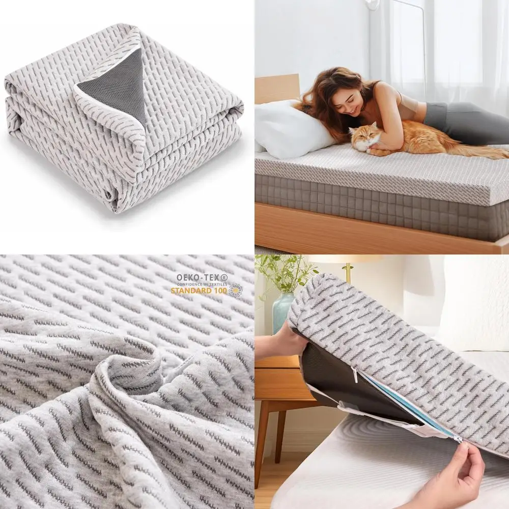 Queen Size 3 Inch Mattress Topper Cover - Zippered Protector for Bedding Encasement
Queen Size 3 Inch Mattress Topper Cover - Zippered Protector for Bedding Encasement