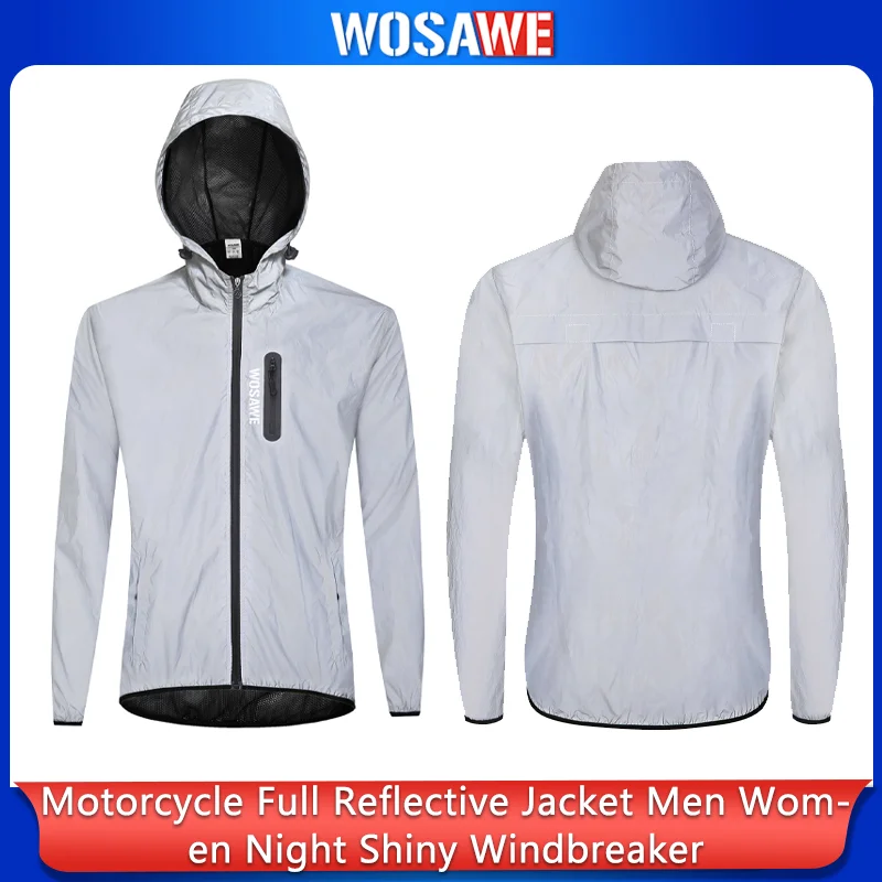 WOSAWE Motorcycle Full Reflective Jacket Men Women Night Shiny Windbreaker Street Riding Hip Hop Loose Hooded Coats with Pockets
WOSAWE Motorcycle Full Reflective Jacket Men Women Night Shiny Windbreaker Street Riding Hip Hop Loose Hooded Coats with Pockets