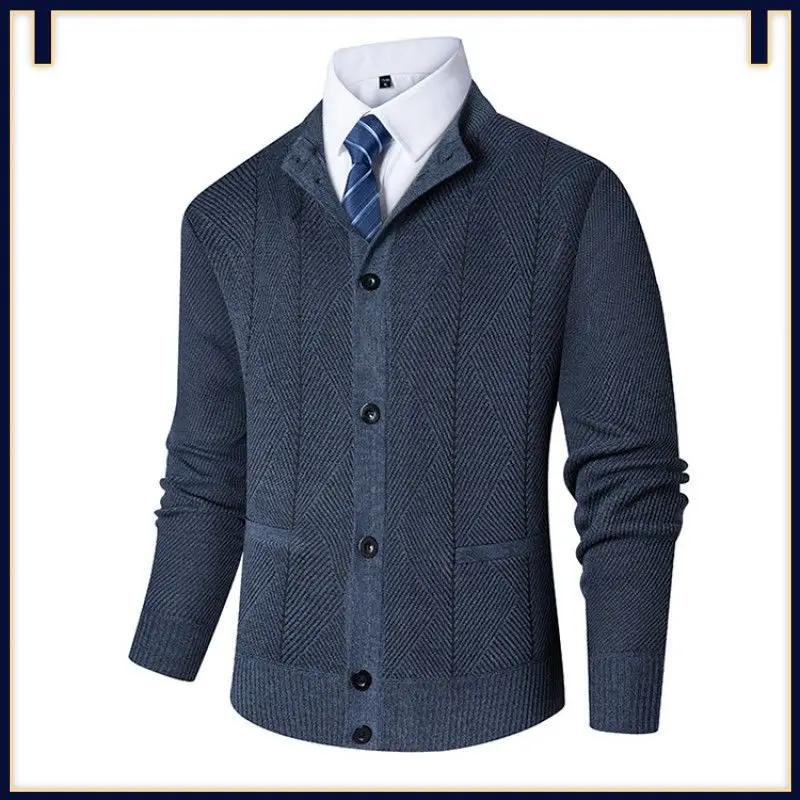 Thiened Spotted Men's Knitted Sweater Autumn Winter Middle-Aged ket Base irt Outerwear Cardigan Warm Polyester Fiber
Thiened Spotted Men's Knitted Sweater Autumn Winter Middle-Aged ket Base irt Outerwear Cardigan Warm Polyester Fiber