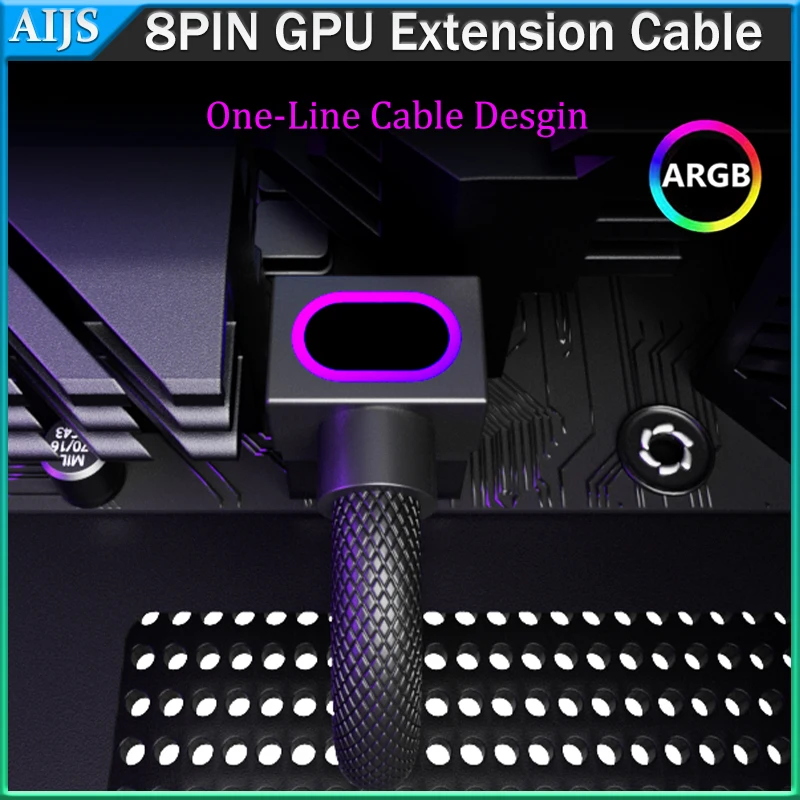 Aijs 8Pin GPU Extension Cable With ARGB Graphics Card Cable Desgin 5V 3Pin,18AWG 90° One-Line Connector PC Build Trends Cable
Aijs 8Pin GPU Extension Cable With ARGB Graphics Card Cable Desgin 5V 3Pin,18AWG 90° One-Line Connector PC Build Trends Cable