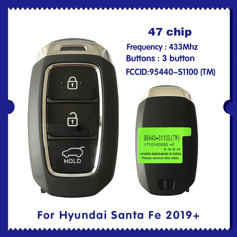 For Hyundai Santa Fe 2019+ Remote Smart Key 47chip 433Mhz FOB 95440-S1100 (TM) CN020085
For Hyundai Santa Fe 2019+ Remote Smart Key 47chip 433Mhz FOB 95440-S1100 (TM) CN020085