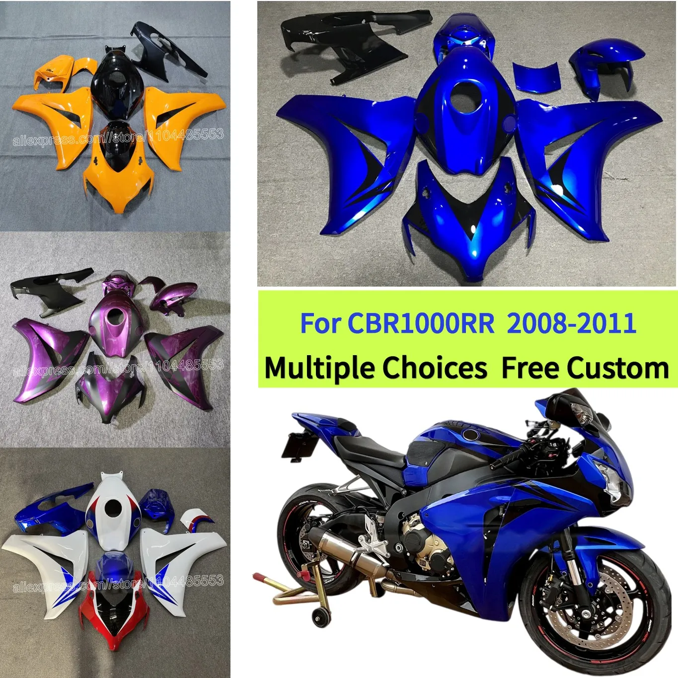 Motorcycle Accessories Body Kit For CBR1000RR 2008-2011 Fairings Custom Design ABS Plastic Panels Set
Motorcycle Accessories Body Kit For CBR1000RR 2008-2011 Fairings Custom Design ABS Plastic Panels Set