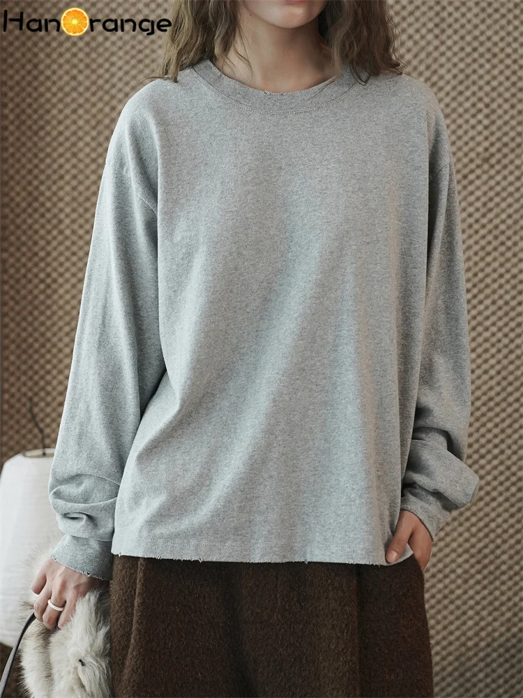 HanOrange 2025, зимняя простая повседневная толстовка со слегка бахромой и круглым вырезом, женский свободный удобный силуэт, белый топ
HanOrange 2025, зимняя простая повседневная толстовка со слегка бахромой и круглым вырезом, женский свободный удобный силуэт, белый топ