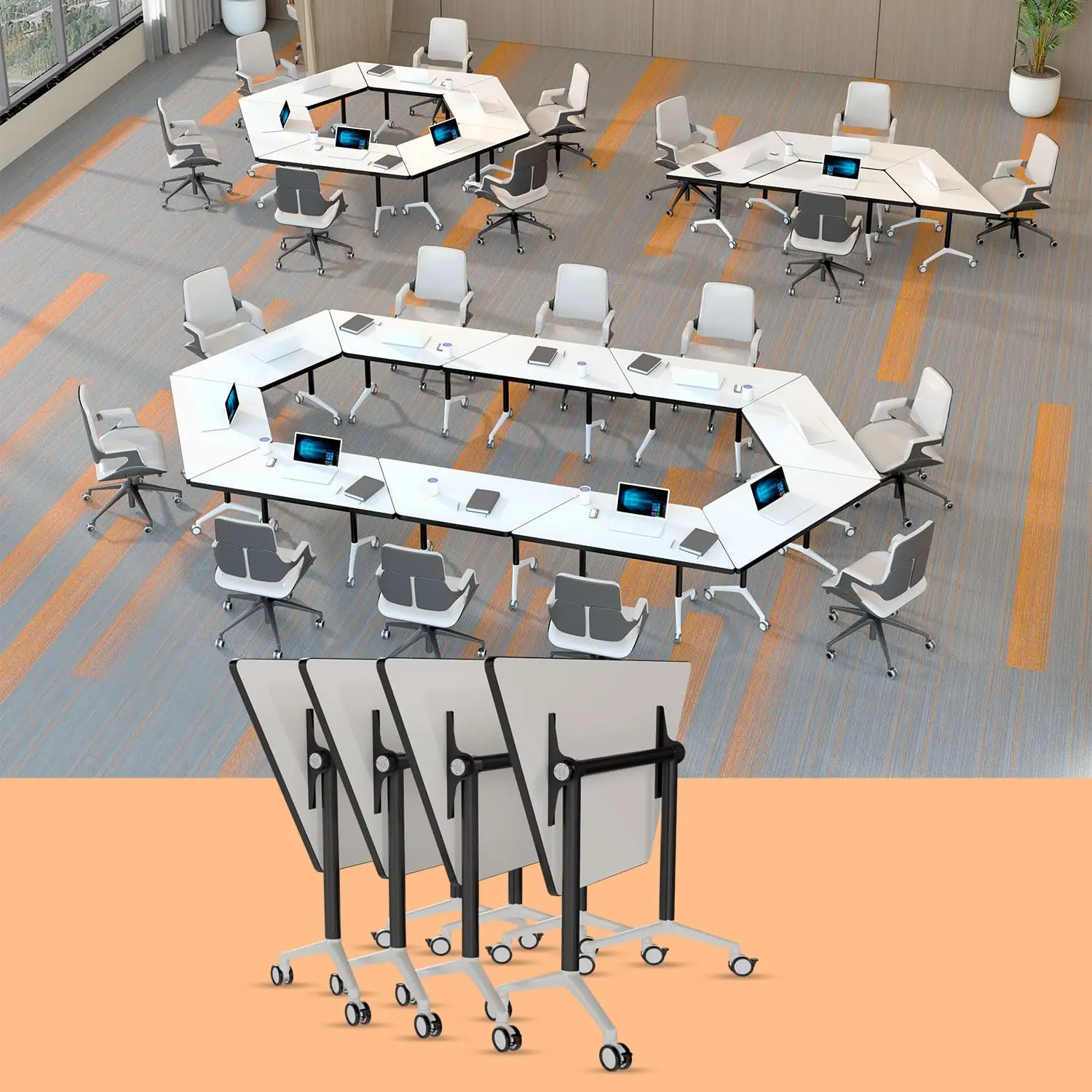 Conference Table, Mobile Training Table with Silent Wheels, Modern Flip Top Foldable Conference Room Table,Rolling, Custom
Conference Table, Mobile Training Table with Silent Wheels, Modern Flip Top Foldable Conference Room Table,Rolling, Custom