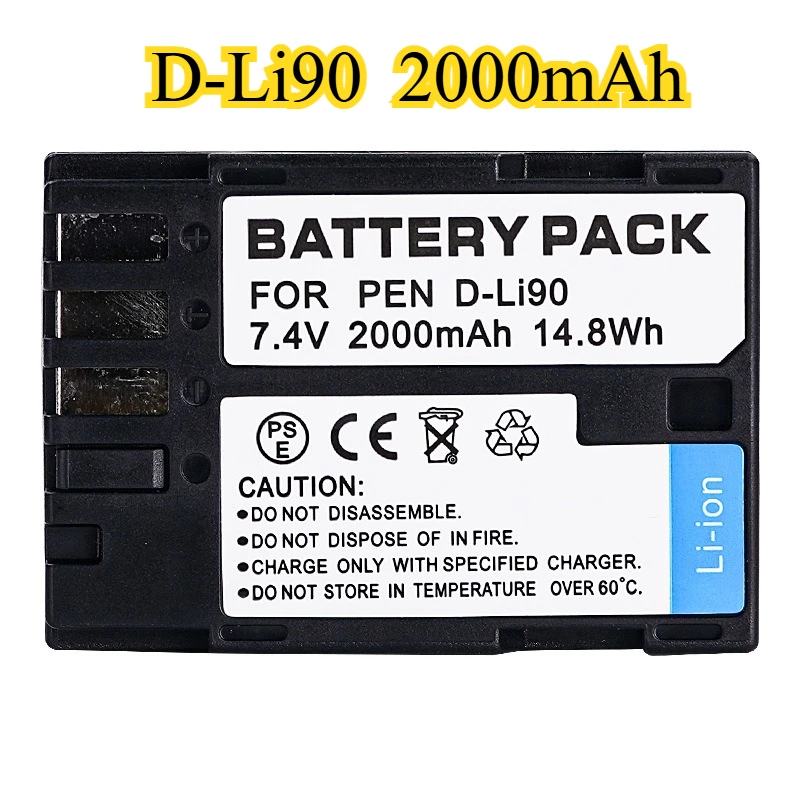 D-Li90 большой емкости 2000 мАч, подходит для цифровой камеры Pentax K-70 KP K-5 K-3 GR III со стойким источником питания и безопасностью
D-Li90 большой емкости 2000 мАч, подходит для цифровой камеры Pentax K-70 KP K-5 K-3 GR III со стойким источником питания и безопасностью