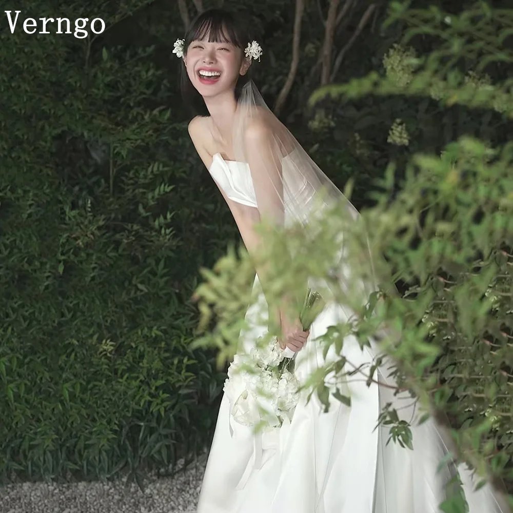 Verngo Simple Satin Wedding Dress Strapless A Line Pleat Bride Gown Korea Photo Shoot Bridal Dresses Customized
Verngo Simple Satin Wedding Dress Strapless A Line Pleat Bride Gown Korea Photo Shoot Bridal Dresses Customized