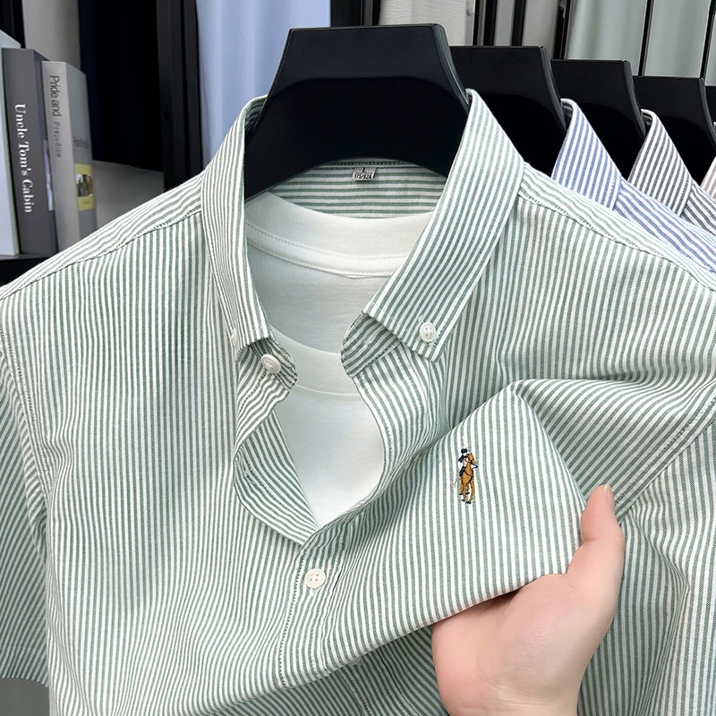100% Pure Cotton Short Sleeved Shirt 2026 Summer New Men's Button Up Lapel Fine Stripe Middle-aged and Young Half Sleeved Shirt
100% Pure Cotton Short Sleeved Shirt 2026 Summer New Men's Button Up Lapel Fine Stripe Middle-aged and Young Half Sleeved Shirt