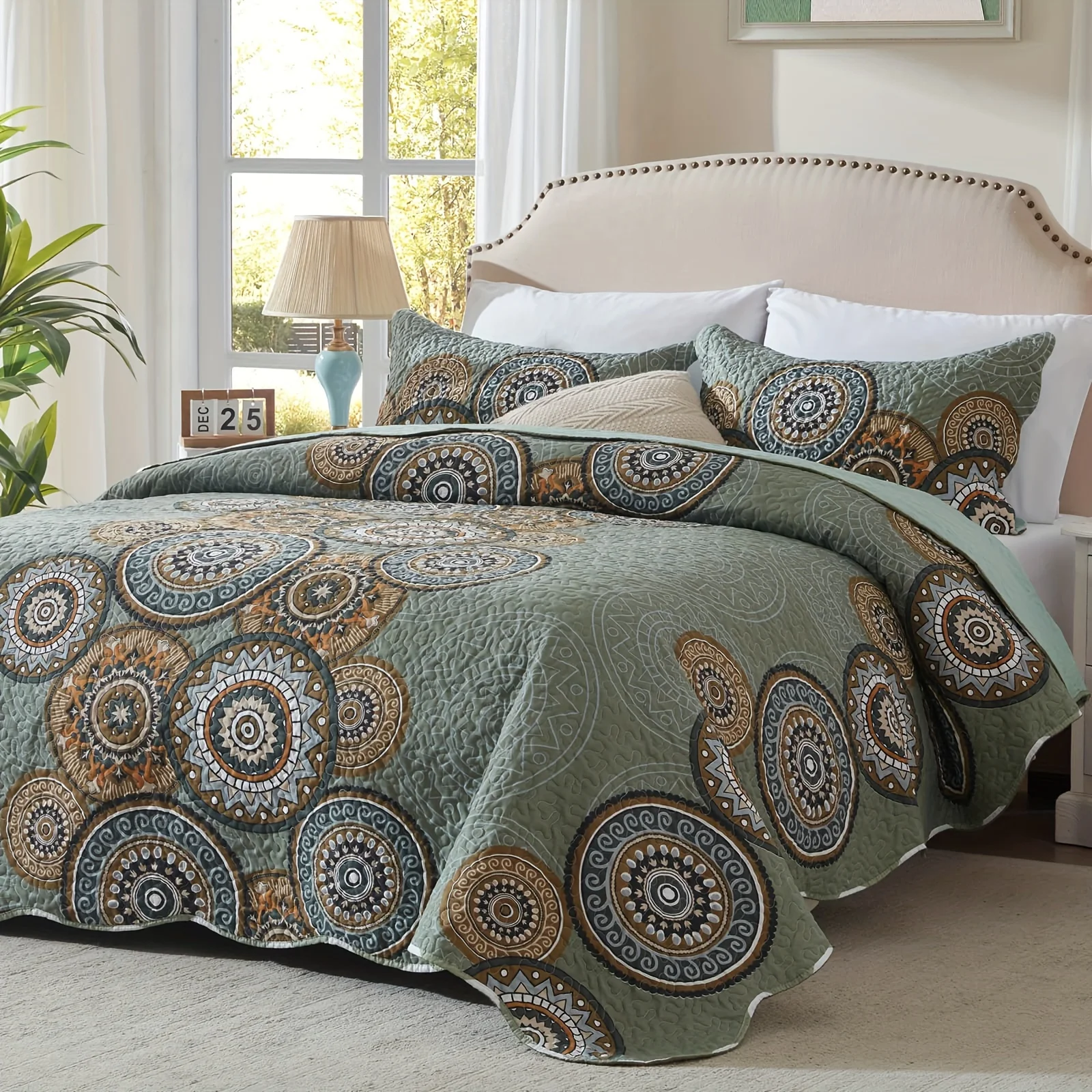 3pcs Queen/King Size Burnt Orange Rust/Olive Green/Grey Quilt Set Lightweight Oversized Bedspread, Soft Microfiber Floral Coverl
3pcs Queen/King Size Burnt Orange Rust/Olive Green/Grey Quilt Set Lightweight Oversized Bedspread, Soft Microfiber Floral Coverl