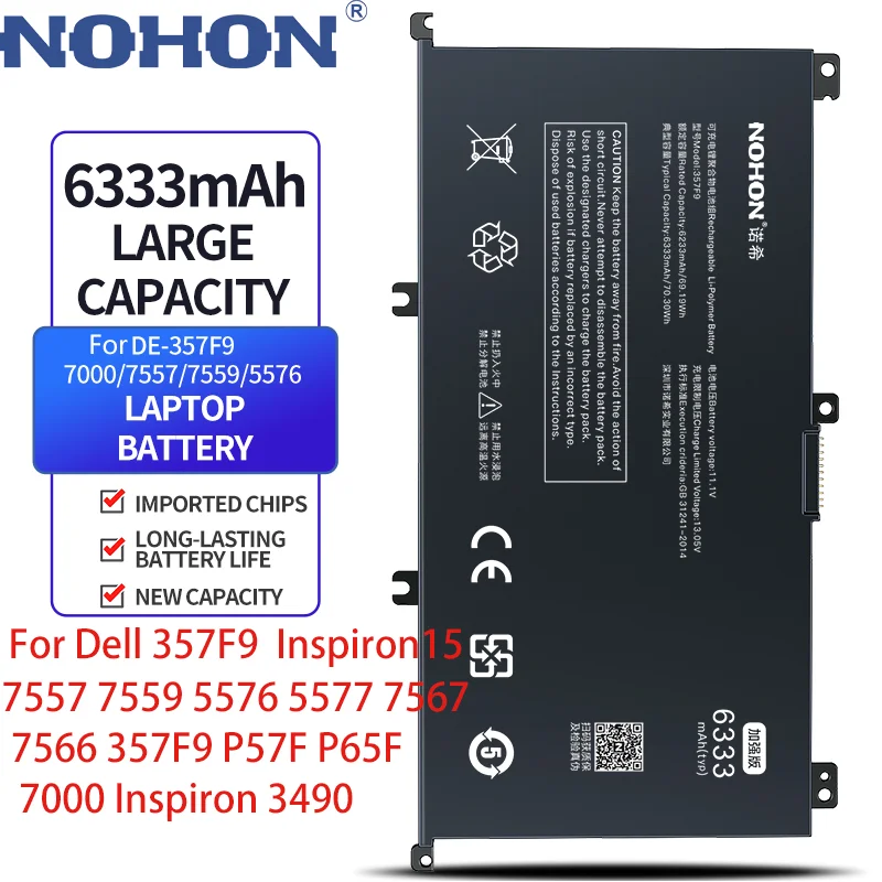 Аккумулятор NOHON 357F9 для ноутбука Dell Inspiron 15 6333 7557 7559 5576 5577 357F9 P57F P65F 7567 Inspiron 7566
Аккумулятор NOHON 357F9 для ноутбука Dell Inspiron 15 6333 7557 7559 5576 5577 357F9 P57F P65F 7567 Inspiron 7566