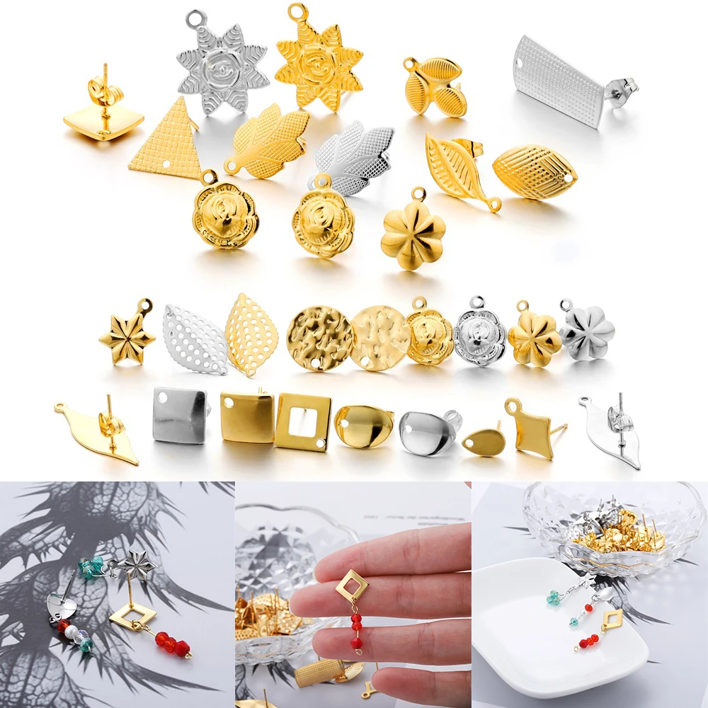 10Pcs Stainless Steel Various Shape Gold Steel Color Earring Studs for DIY Earrings Base Jewelry Making Components Accessories
10Pcs Stainless Steel Various Shape Gold Steel Color Earring Studs for DIY Earrings Base Jewelry Making Components Accessories