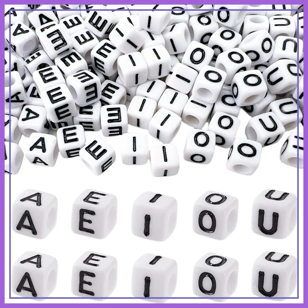 500pcs Vowel Pony Beads Letters for Keychains (A,E,I,O,U) 6x6mm Square Letter Beads for Bracelets White and Black
500pcs Vowel Pony Beads Letters for Keychains (A,E,I,O,U) 6x6mm Square Letter Beads for Bracelets White and Black