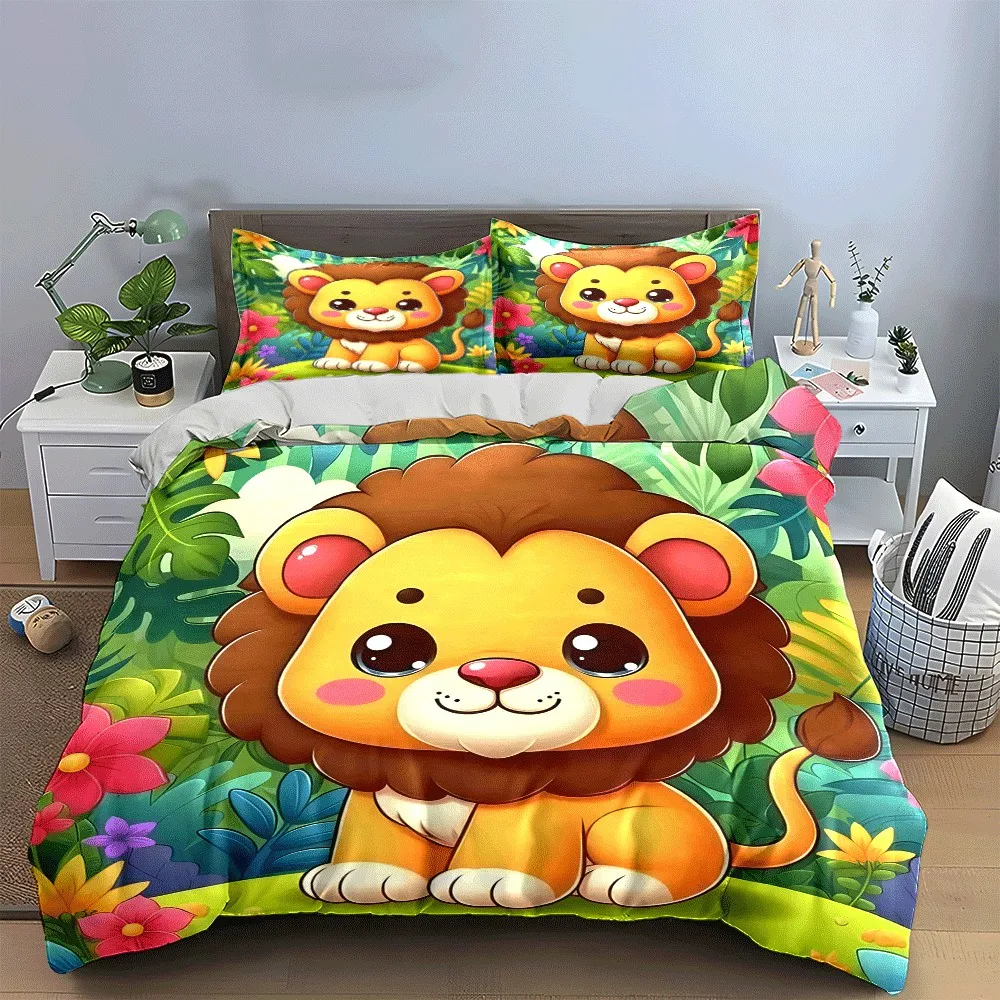 "Cute Lion-Themed Jungle Set" Exquisite three-piece bedding set gift for kids and adults
"Cute Lion-Themed Jungle Set" Exquisite three-piece bedding set gift for kids and adults